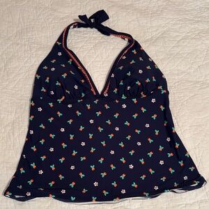 Vera Bradley‎ Navy Floral  reversible Halter Swim Top
